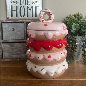 New Ceramic Frosted Stacked Donut Decorative Canister